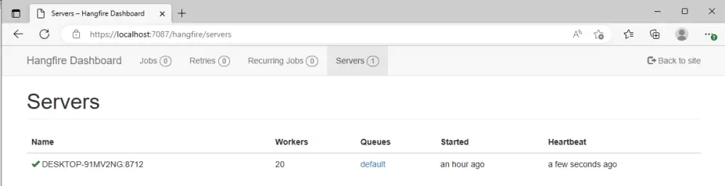 Hangfire Servers List